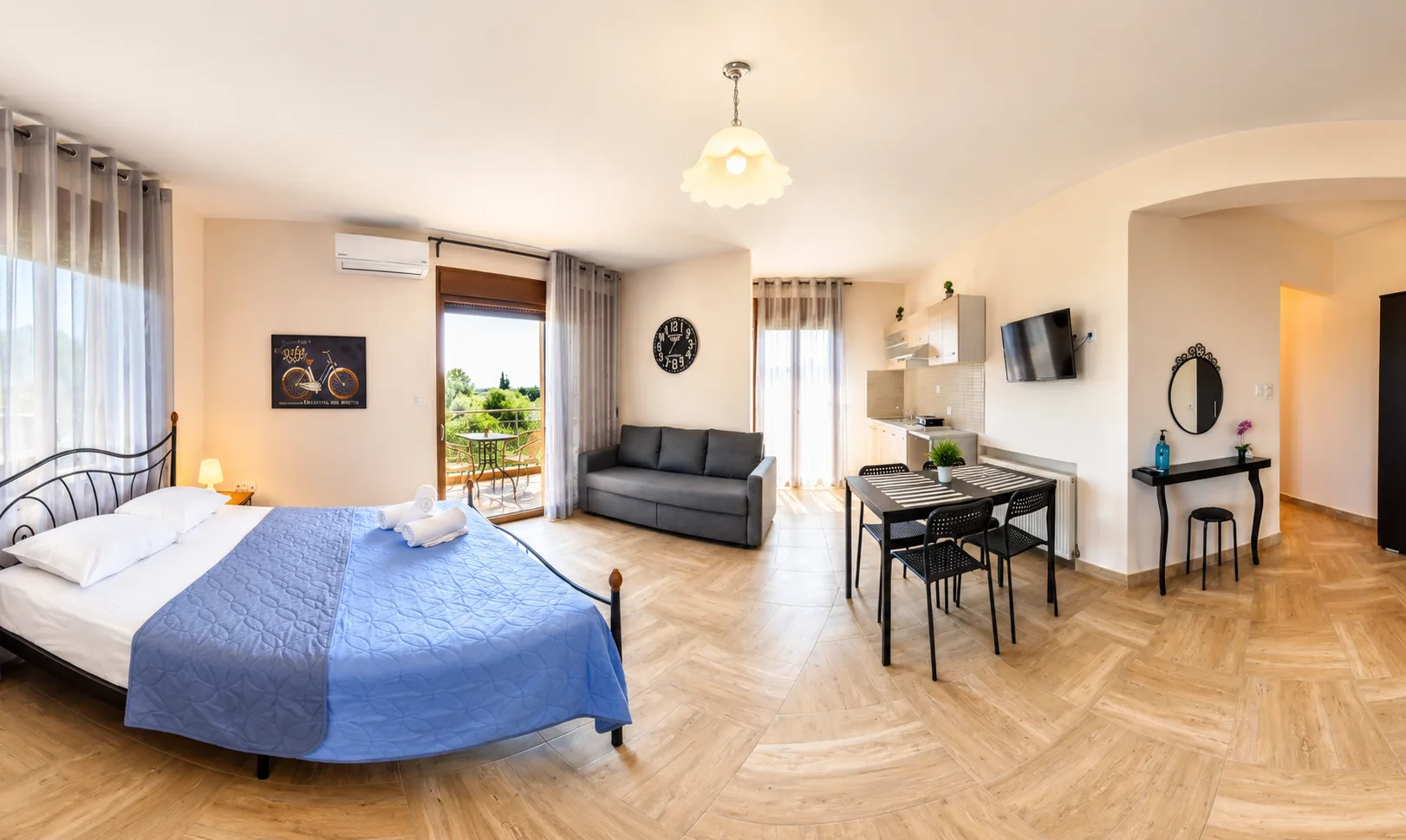 Interior studio apartment at Terra Alegra, Nikiti Chalkidiki